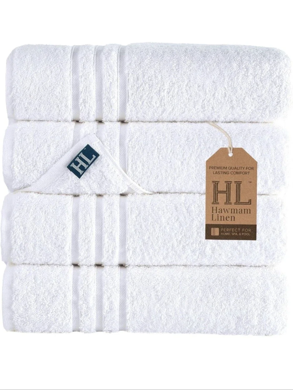 White 4 Piece Turkish Cotton Bath Towel Set